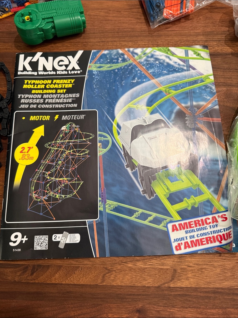 K'NEX Typhoon Frenzy Roller Coaster Building Set - Green & Blue